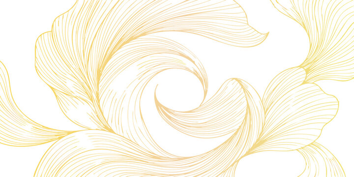 Abstract yellow floral background with vector flower patterns and artistic swirls creating a light fractal texture for a decorative wallpaper design