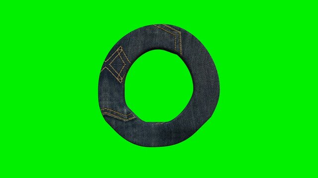 Animation video alphabet letters with blue jeans texture on green screen background
