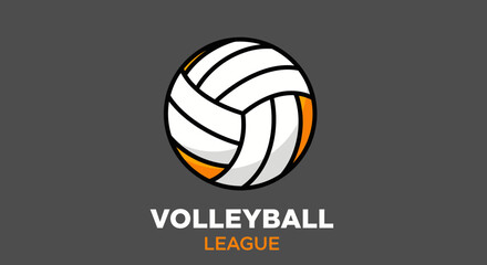 Fototapeta premium Volleyball League Emblem Depicting a Clean Minimalist Style with a Gray Background