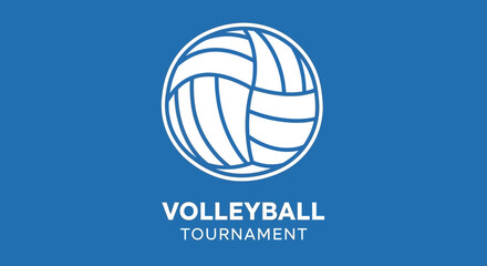 Fototapeta premium Volleyball Tournament Branding Against A Vibrant Blue Background, Perfect For Events