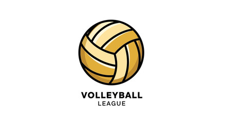 Fototapeta premium Volleyball League Logo Design With Ball Sport Symbol And Black Outline On White Background