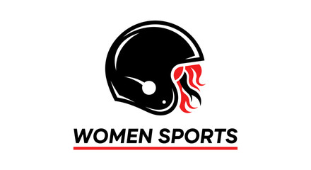 Obraz premium Women's Sports Logo: Dynamic Helmet Design Symbolizing Feminine Strength and Athleticism