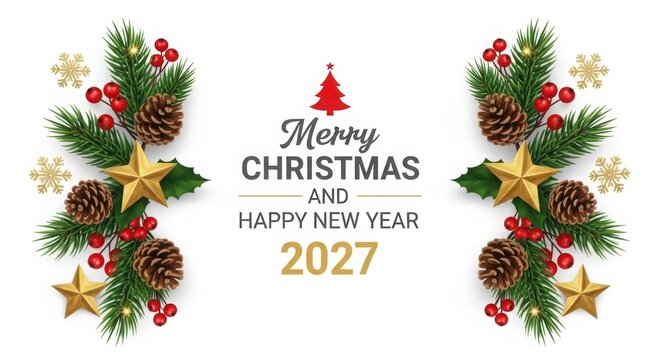 A festive christmas and new year 2027 graphic design illustration