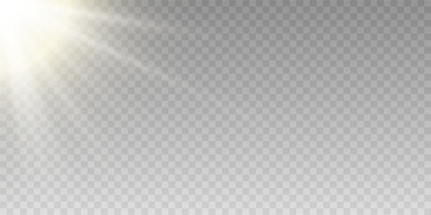 Naklejka premium Glow isolated white transparent light effect set, lens flare, explosion, glitter, line, sun flash, spark and stars. Vector illustration of abstract flare light rays. Shine ray with lightning. 