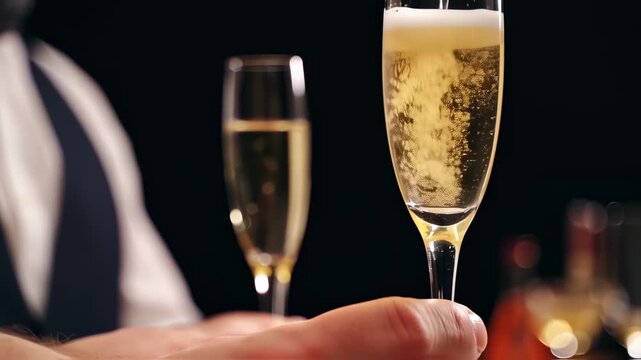 Champagne being poured into a flute glass