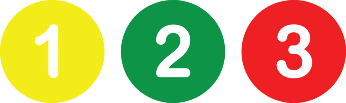 Numbered circles set vector illustration for ranking list and step by step guides.