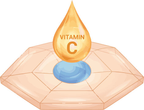 Create a realistic Vitamin serum drop on skin cell. 3D rendering. vector art with white background..
