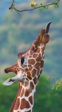 Close-up Portrait of a Gerenuk Looking at the Camera in Nature