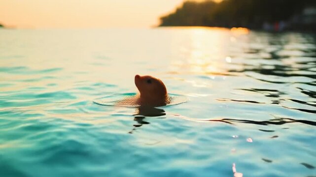 Close-up of calm ocean water surface with sun reflections, soft focus, gentle waves