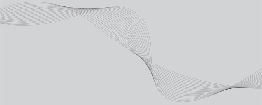Abstract black wave lines on a solid gray background. Minimalist modern digital design with elegant flowing curves for professional and art decor.