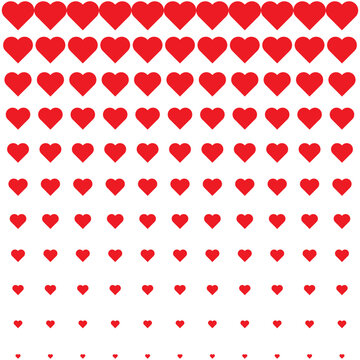 Red heart shape halftone pattern gradient vector. This graphic is perfect for modern romantic greeting card design and apps.