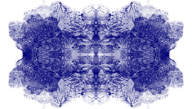 Manchas de tinta azul empleadas en la psicolog&iacute;a para generar ilustraciones abstractas con fondo transparente.