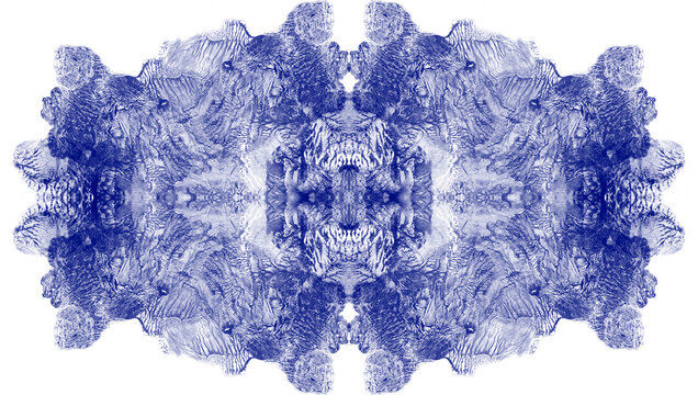 Manchas de tinta azul empleadas en la psicolog&iacute;a para generar ilustraciones abstractas con fondo transparente.