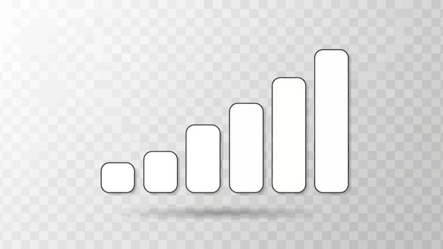 Signal Strength Bar Icon Showing Increasing Levels for Mobile Network Connectivity and Data Quality Status Display