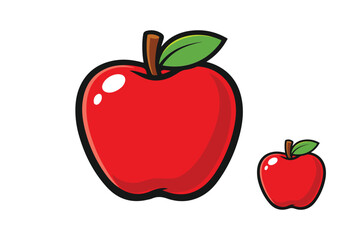 Fototapeta premium Stylized Red Orchard Fruit Graphic Featuring One Large And One Tiny Piece Of Crisp Fresh Produce