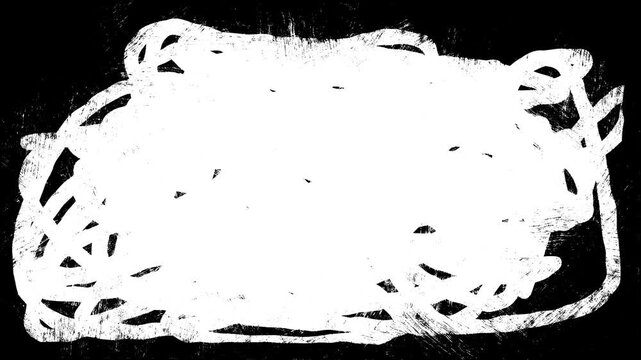 Paint Brush Scribble animation. Abstract Stroke Background, diagonal, spiral, multidirectional chaotic lines direction. Brush stroke black and white noise animation background. Crazy Hatching