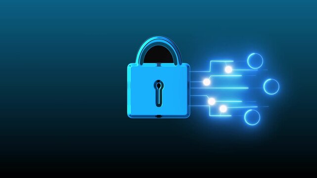 Digital padlock symbolizing cybersecurity and data protection in a modern setting
