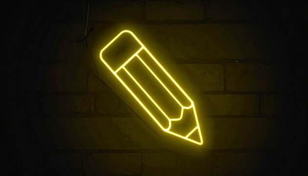 Neon pencil sign