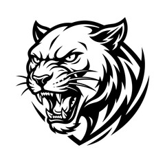 Obraz premium Panther Head Mascot Vector – Sleek Big Cat Sports Logo Silhouette
