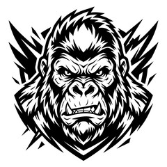 Fototapeta premium Gorilla Head Mascot Vector – Powerful Primate Esports Logo Silhouette