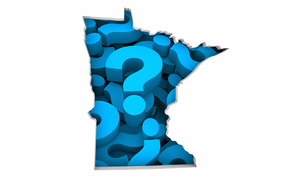Minnesota MN State Map Question Marks Ask FAQs Best Place Location 3d Illustration