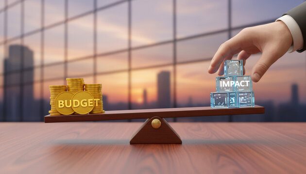 Balancing Budget Constraints Against Project Impact with a Businessman's Hand Adjusting Scales