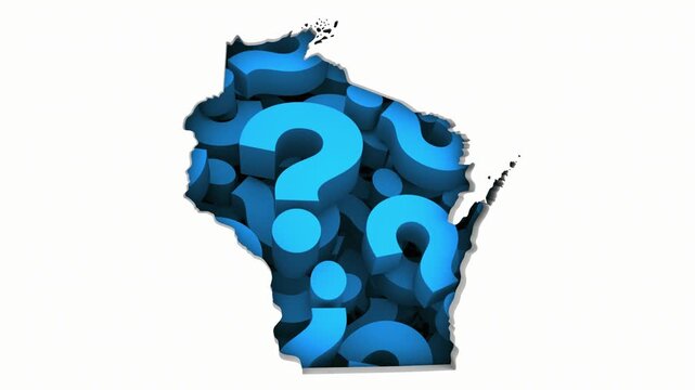 Wisconsin WI State Map Question Marks Ask FAQs Best Place Location 3d Animation