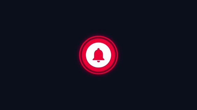 Glowing Neon Red Subscribe Button with Notification Bell Icon Animation on Black Background