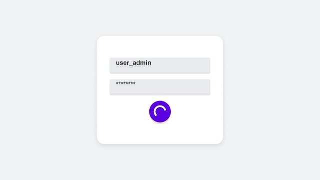 Animated Login Page with Username and Password Fields and Purple Loading Spinner on White Background