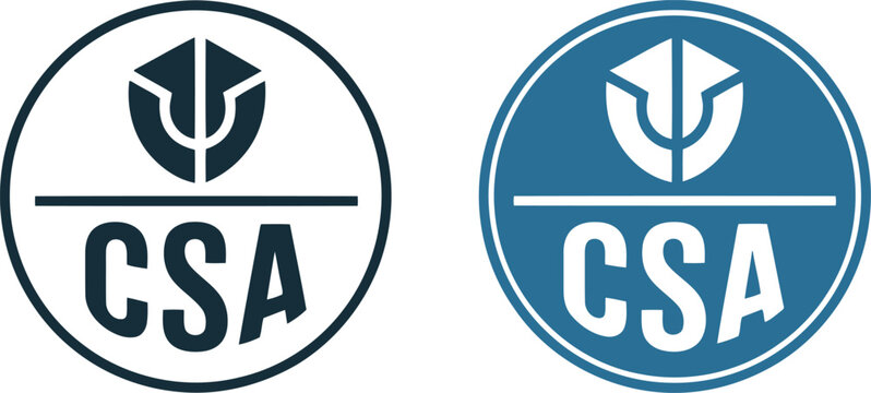 CSA certification logo icons set, vector badge design for safety compliance and product approval labeling