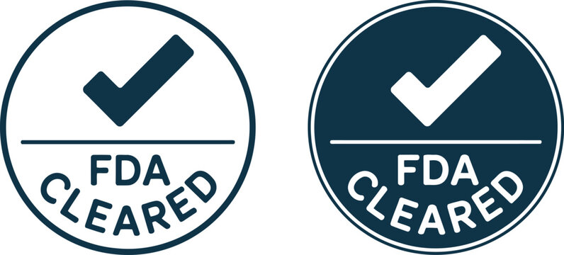 FDA Cleared Badge Icons with Check Mark for Medical Device Approval and Regulatory Compliance
