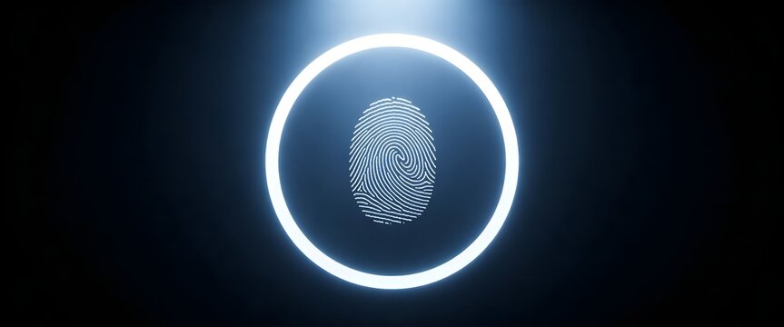 Top down isolated iris scan rendered in cool white and arctic blue futuristic style