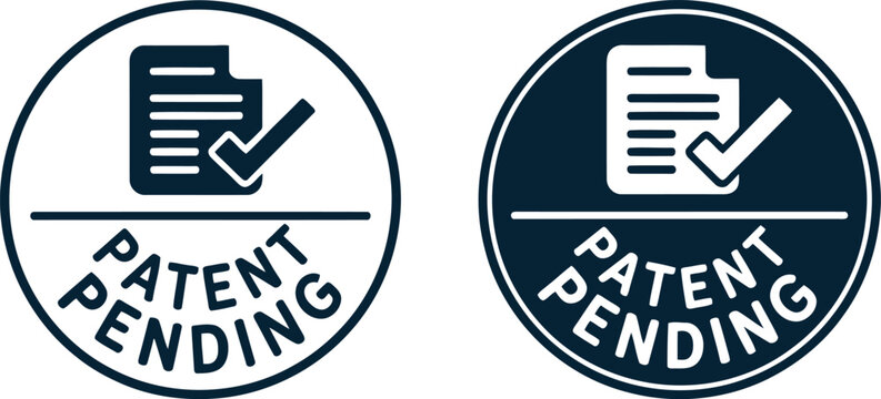Patent Pending Icon Set with Document and Checkmark in Modern Circular Badge Style