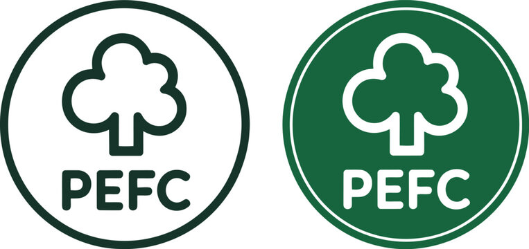 PEFC Certified Logo Vector Set for Sustainable Forestry and Eco-Friendly Packaging Design