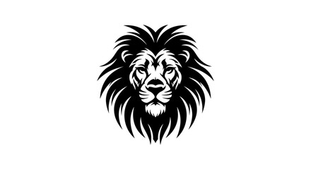 Lion head portrait illustrates a majestic predator with a thick mane in a striking black and white ink style. © labubu