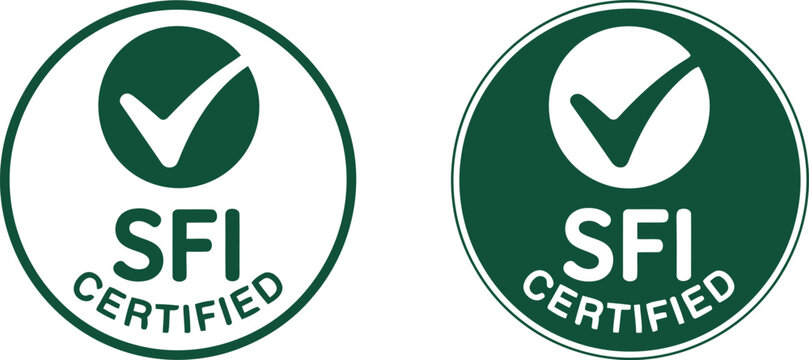 SFI Certified Badge Vector Icons for Sustainable Forestry and Eco-Friendly Product Labeling