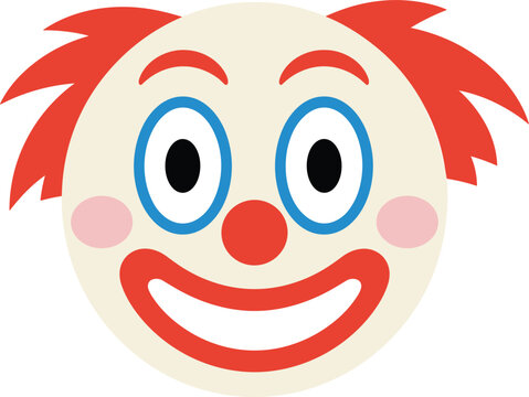 Funny clown face vector illustration, colorful circus character icon for entertainment party design and playful mascot concept