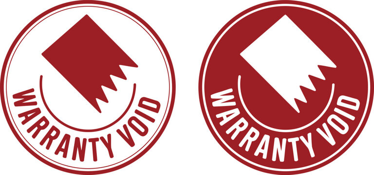 Red Warranty Void Seal Icon Set for Product Labeling and Security Stickers