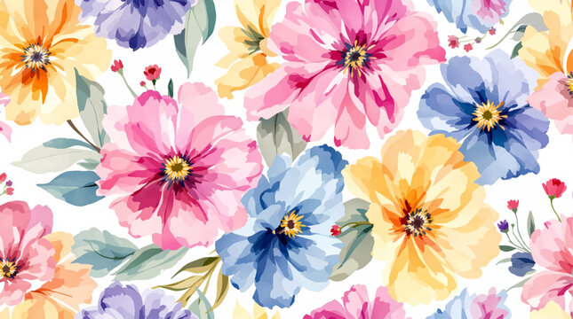 Romantic watercolor flowers creating a soft floral paradise filled with happiness and warm emotions.