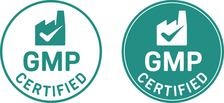 GMP Certified Badge Icons Vector Set for Quality Assurance and Manufacturing Compliance