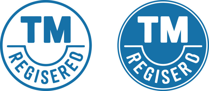 Blue Registered Trademark TM Badge Icons for Branding and Intellectual Property Protection