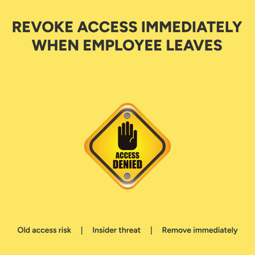 Yellow access denied sign with a hand on a white background