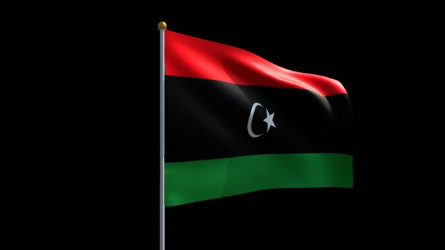 Libya Waving Flag Seamless Loop - 3D Rendering Animation Transparent Background