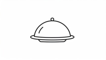 Fototapeta premium Simple Line Art Illustration of a Food Cloche.