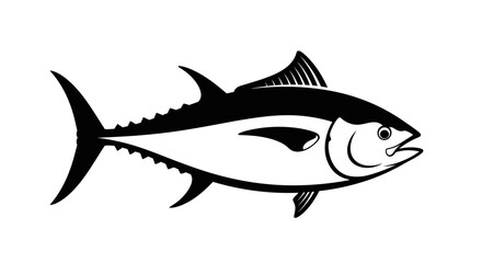 Obraz premium Black Tuna Fish Silhouette Icon on White Background