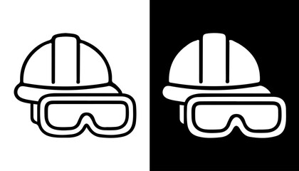 Fototapeta premium Safety Gear Icon: A simple yet impactful icon of a protective hardhat and safety goggles, symbolizing safety and precaution.