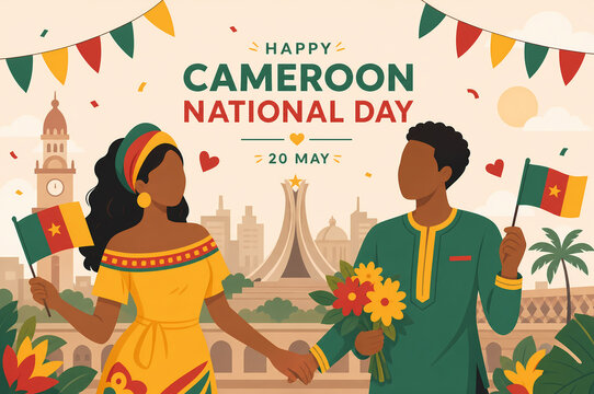 Happy Cameroon National Day couple celebrating May 20