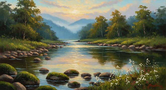 River landscape painting
