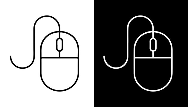 Iconic Mouse Duo: A pair of sleek computer mouse icons, one in striking contrast to a dark background and the other against a light background, offering a versatile design element.