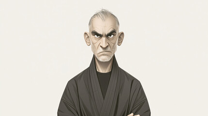 Obraz premium Stoic Sentinel A stern yet intriguing character portrait of a determined individual. Captured with a focus on expression, the image creates an air of quiet resolve. 